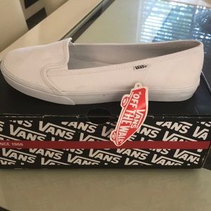 Women White Slip on Vans size 8.0 US